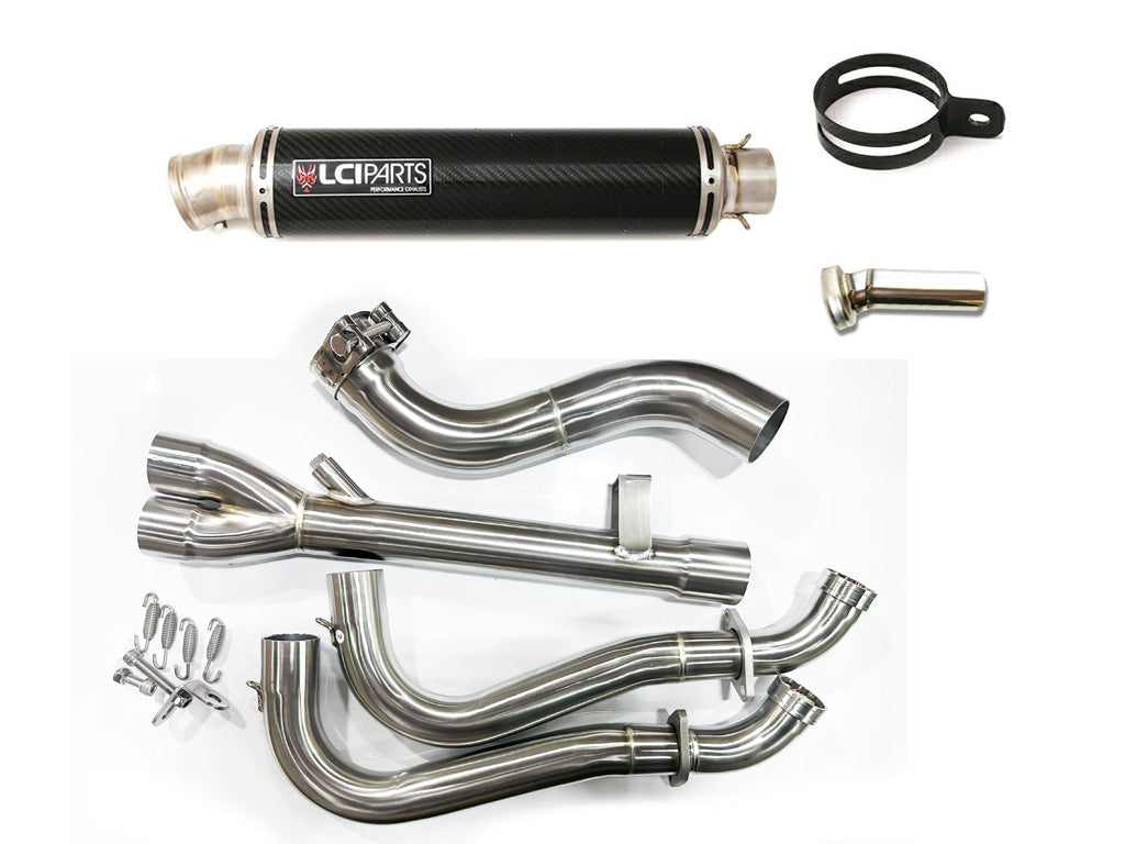 Suzuki GSX-8S 2023-2025 GSX-8R 2024-2025 LCIPARTS ROUND TITANIUM CARBON EXHAUST SYSTEMS