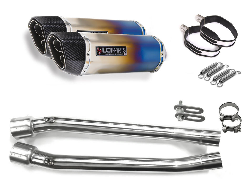 KAWASAKI GPX250R 1987-1990 LCIPARTS TWINEND TITANIUM  SLIP-ON MUFFLER