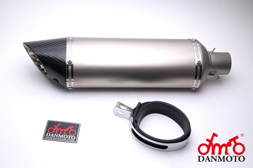 Universal Carbon endcap stainless silencer 51mm (ldex-us004) - DANMOTO EXHAUSTS